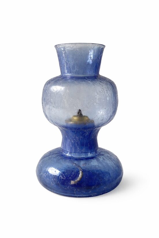 Zila stikla eļļas lampa